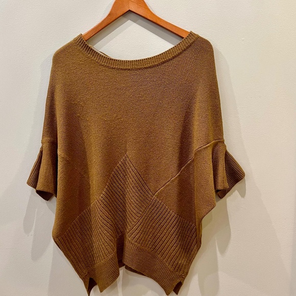 George-Brown Knit Poncho Sweater - Picture 1 of 5